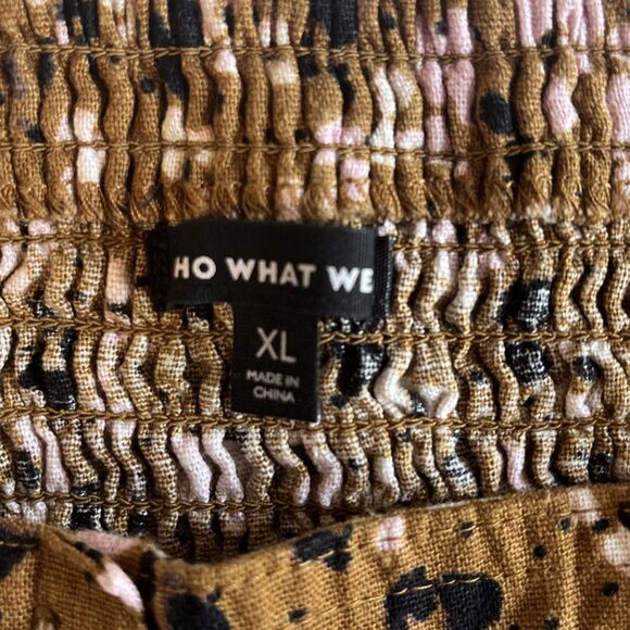 Who What Wear Halter Tank Top Women’s XL Linen Blend Brown Pink Black Floral - Picture 3 of 9